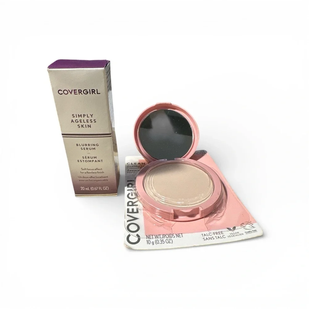 CoverGirl Makeup Bundle | Pressed Powder Porcelain 110 + Blurring Serum